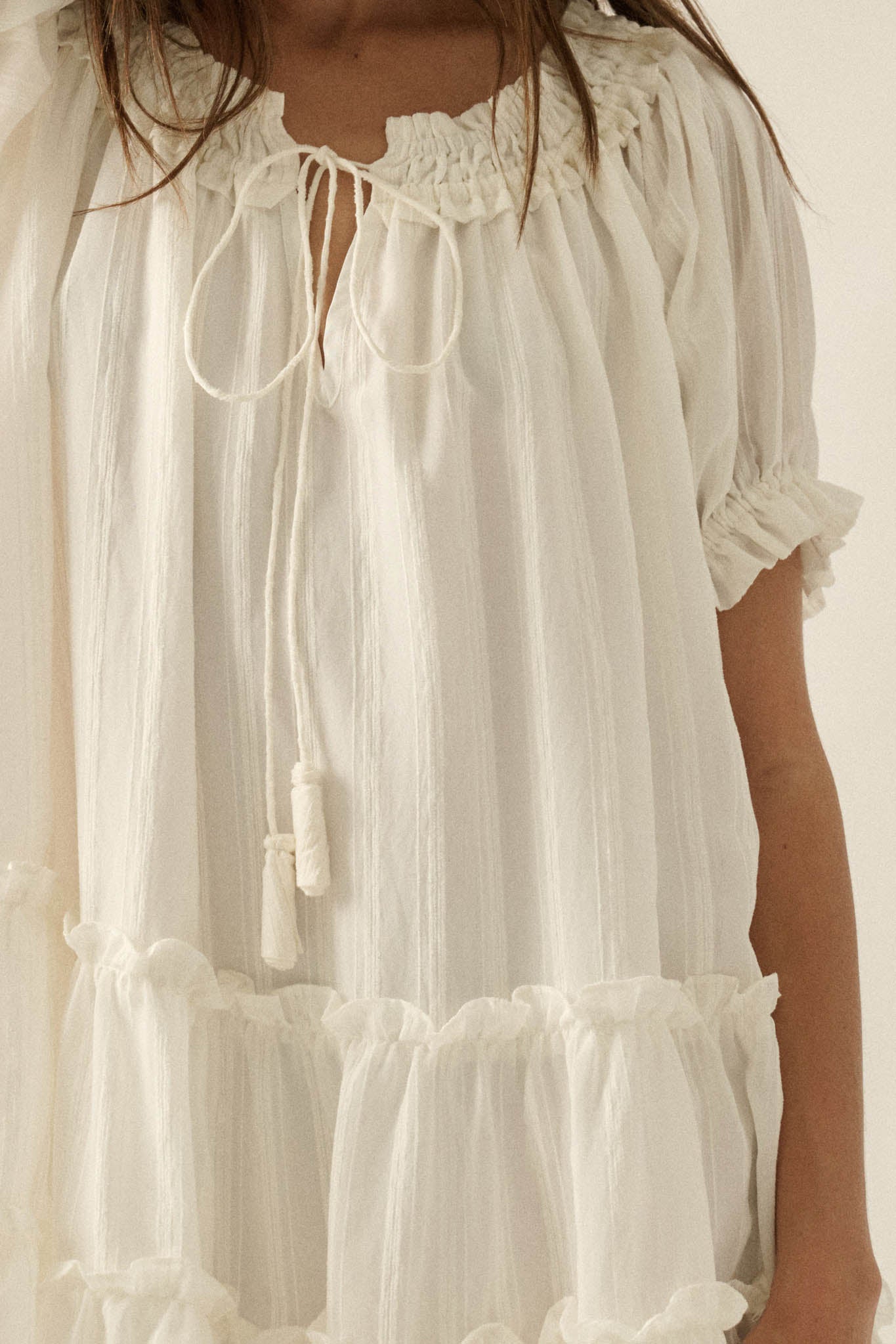 Precious Poetry Tonal-Stripe Babydoll Mini Dress - ShopPromesa