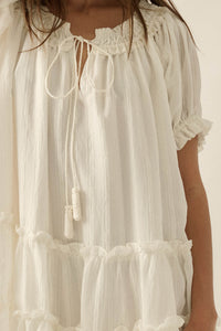 Precious Poetry Tonal-Stripe Babydoll Mini Dress - ShopPromesa