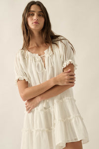 Precious Poetry Tonal-Stripe Babydoll Mini Dress - ShopPromesa