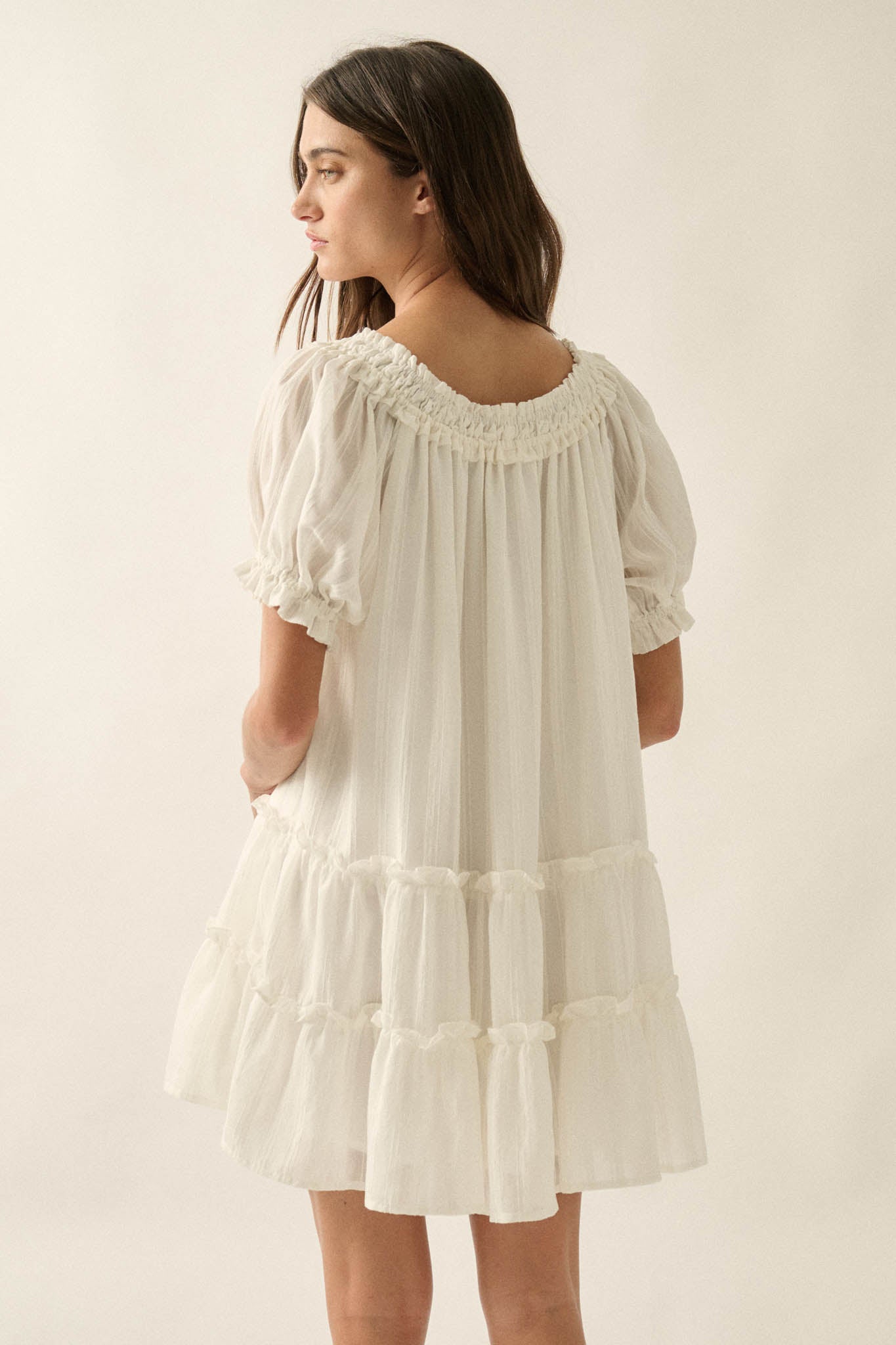 Precious Poetry Tonal-Stripe Babydoll Mini Dress - ShopPromesa