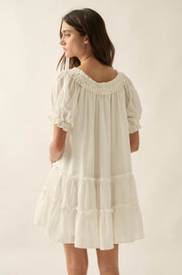 Precious Poetry Tonal-Stripe Babydoll Mini Dress - ShopPromesa