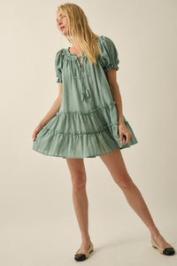 Precious Poetry Tonal-Stripe Babydoll Mini Dress - ShopPromesa