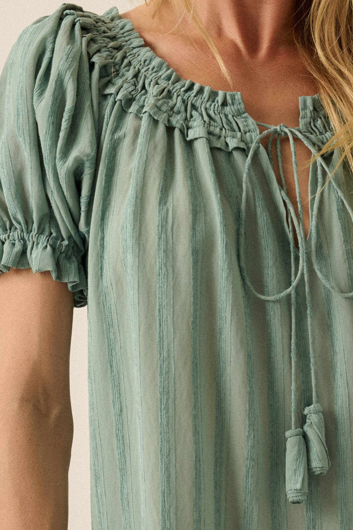 Precious Poetry Tonal-Stripe Babydoll Mini Dress - ShopPromesa