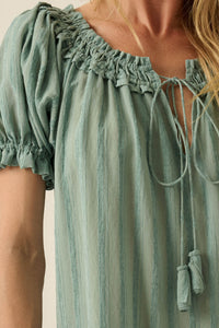 Precious Poetry Tonal-Stripe Babydoll Mini Dress - ShopPromesa