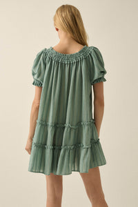 Precious Poetry Tonal-Stripe Babydoll Mini Dress - ShopPromesa