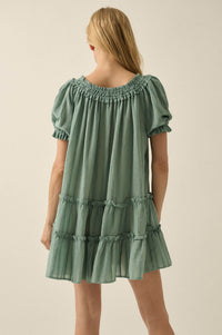 Precious Poetry Tonal-Stripe Babydoll Mini Dress - ShopPromesa