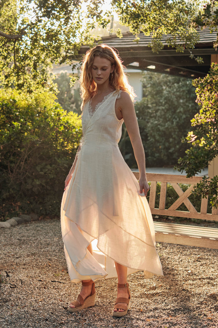 Finally Free Cotton Gauze and Lace Wrap Maxi Dress - ShopPromesa