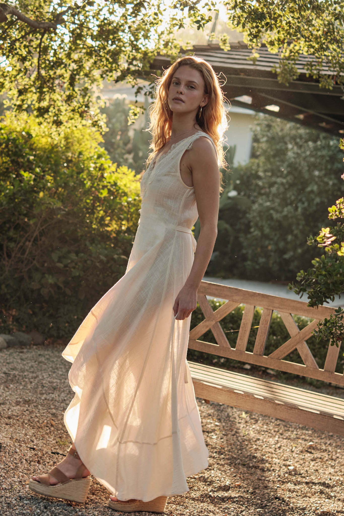 Finally Free Cotton Gauze and Lace Wrap Maxi Dress - ShopPromesa