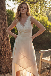 Finally Free Cotton Gauze and Lace Wrap Maxi Dress - ShopPromesa