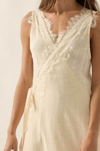 Finally Free Cotton Gauze and Lace Wrap Maxi Dress - ShopPromesa