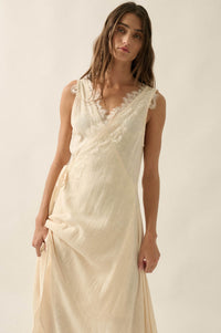 Finally Free Cotton Gauze and Lace Wrap Maxi Dress - ShopPromesa