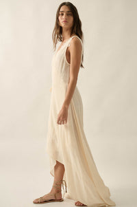 Finally Free Cotton Gauze and Lace Wrap Maxi Dress - ShopPromesa