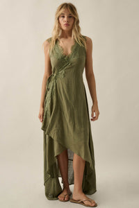 Finally Free Cotton Gauze and Lace Wrap Maxi Dress - ShopPromesa