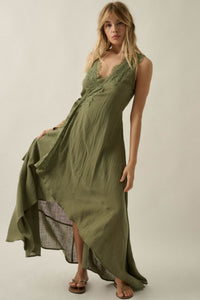 Finally Free Cotton Gauze and Lace Wrap Maxi Dress - ShopPromesa