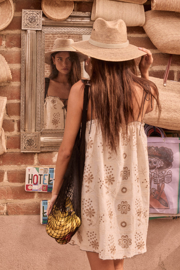 Folk Flowers Floral-Embroidered Babydoll Mini Dress - ShopPromesa