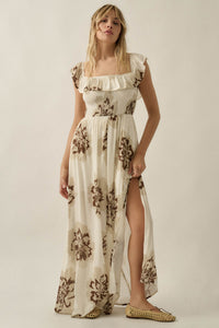 Blooming Up Floral Smocked Ruffle Maxi Dress - ShopPromesa