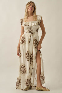 Blooming Up Floral Smocked Ruffle Maxi Dress - ShopPromesa