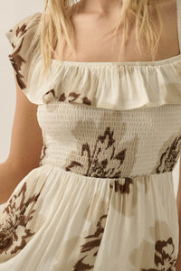 Blooming Up Floral Smocked Ruffle Maxi Dress - ShopPromesa