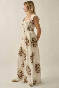 Blooming Up Floral Smocked Ruffle Maxi Dress - ShopPromesa
