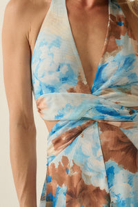 Heavenly Blossoms Floral Mesh Halter Maxi Dress - ShopPromesa