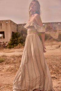 Adventure Begins Geo-Print Off-Shoulder Maxi Dress - ShopPromesa