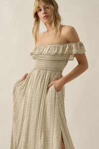 Adventure Begins Geo-Print Off-Shoulder Maxi Dress - ShopPromesa