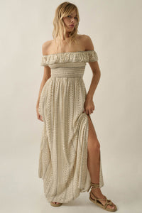 Adventure Begins Geo-Print Off-Shoulder Maxi Dress - ShopPromesa