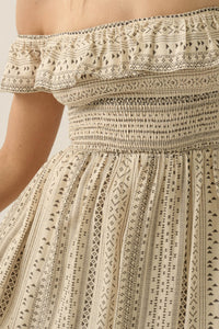 Adventure Begins Geo-Print Off-Shoulder Maxi Dress - ShopPromesa