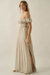 Adventure Begins Geo-Print Off-Shoulder Maxi Dress - ShopPromesa