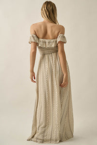 Adventure Begins Geo-Print Off-Shoulder Maxi Dress - ShopPromesa
