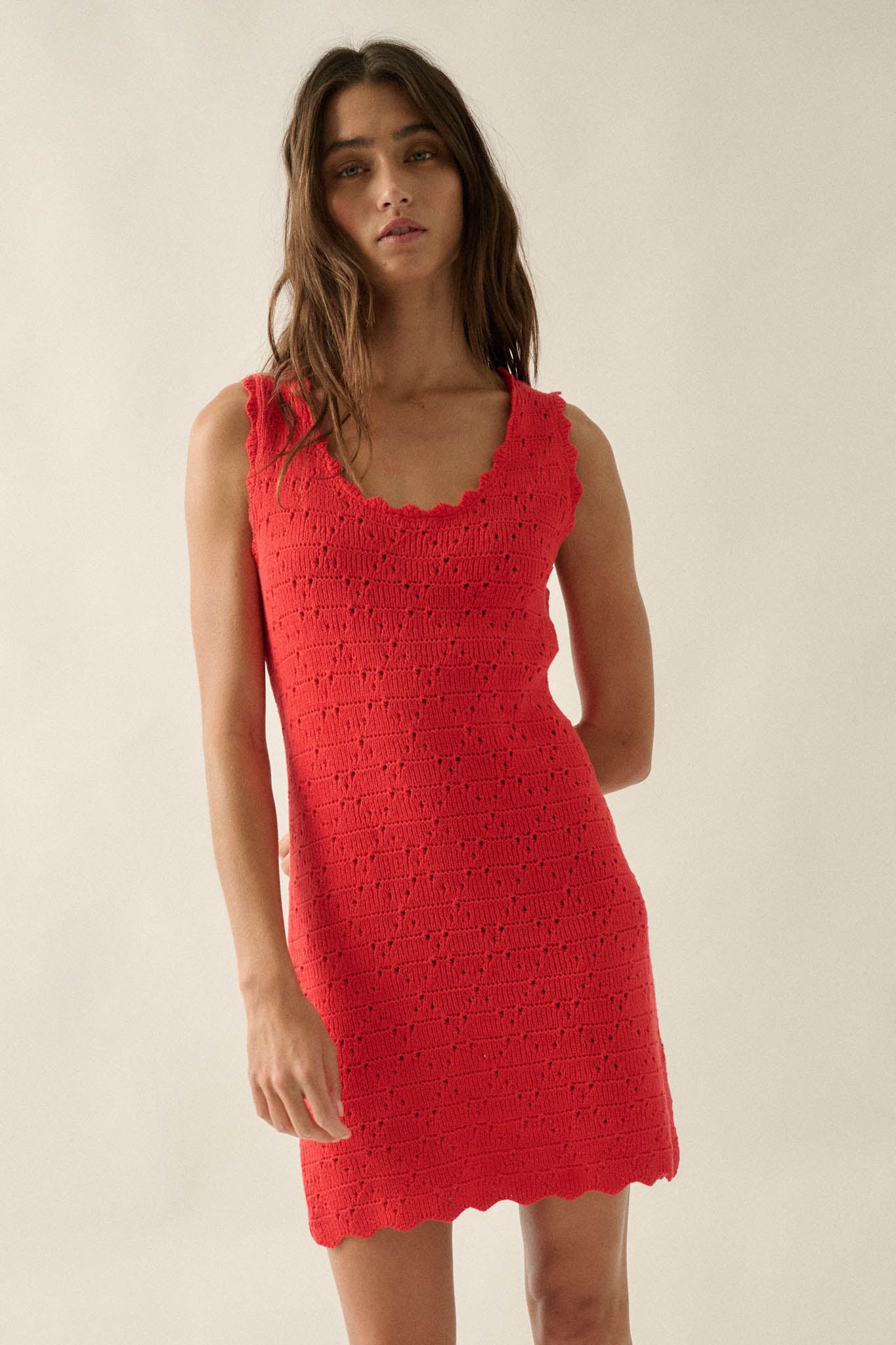 Carefree Days Pointelle Crochet-Knit Mini Dress - ShopPromesa