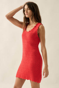 Carefree Days Pointelle Crochet-Knit Mini Dress - ShopPromesa