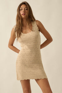 Carefree Days Pointelle Crochet-Knit Mini Dress - ShopPromesa