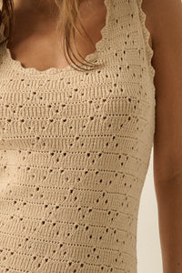 Carefree Days Pointelle Crochet-Knit Mini Dress - ShopPromesa