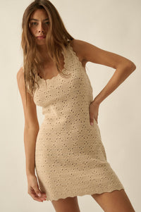 Carefree Days Pointelle Crochet-Knit Mini Dress - ShopPromesa
