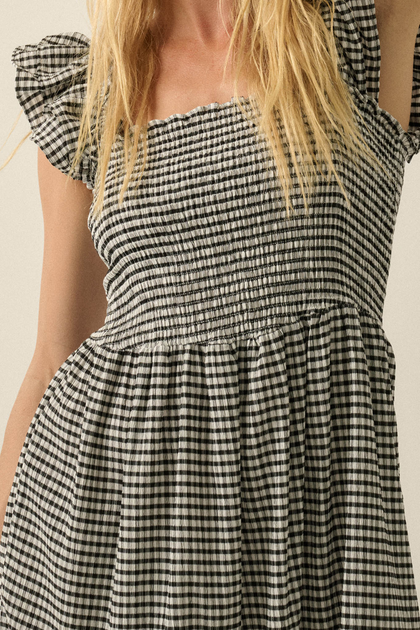Sweet Treat Smocked Gingham Ruffle Midi Dress - ShopPromesa