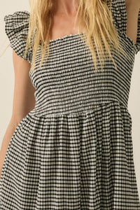 Sweet Treat Smocked Gingham Ruffle Midi Dress - ShopPromesa