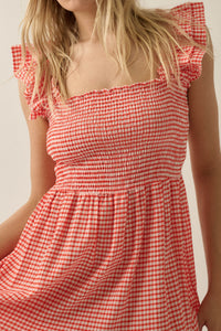 Sweet Treat Smocked Gingham Ruffle Midi Dress - ShopPromesa