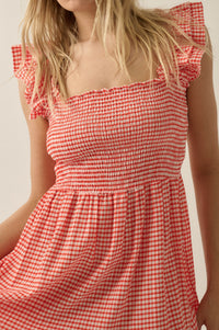 Sweet Treat Smocked Gingham Ruffle Midi Dress - ShopPromesa
