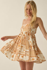 Island Girl Tropical-Print Babydoll Mini Dress - ShopPromesa