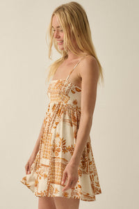 Island Girl Tropical-Print Babydoll Mini Dress - ShopPromesa