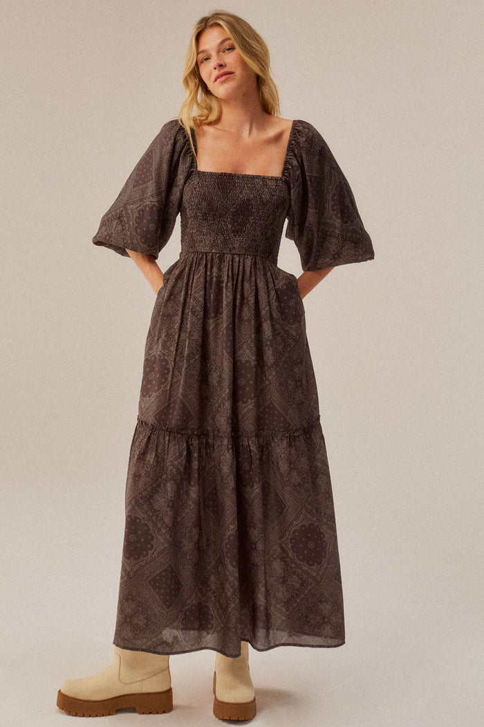 Pretty in Paisley Bandana-Print Smocked Maxi Dress - ShopPromesa