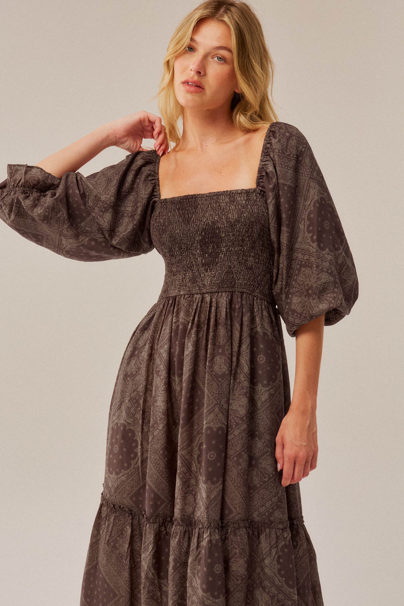 Pretty in Paisley Bandana-Print Smocked Maxi Dress - ShopPromesa
