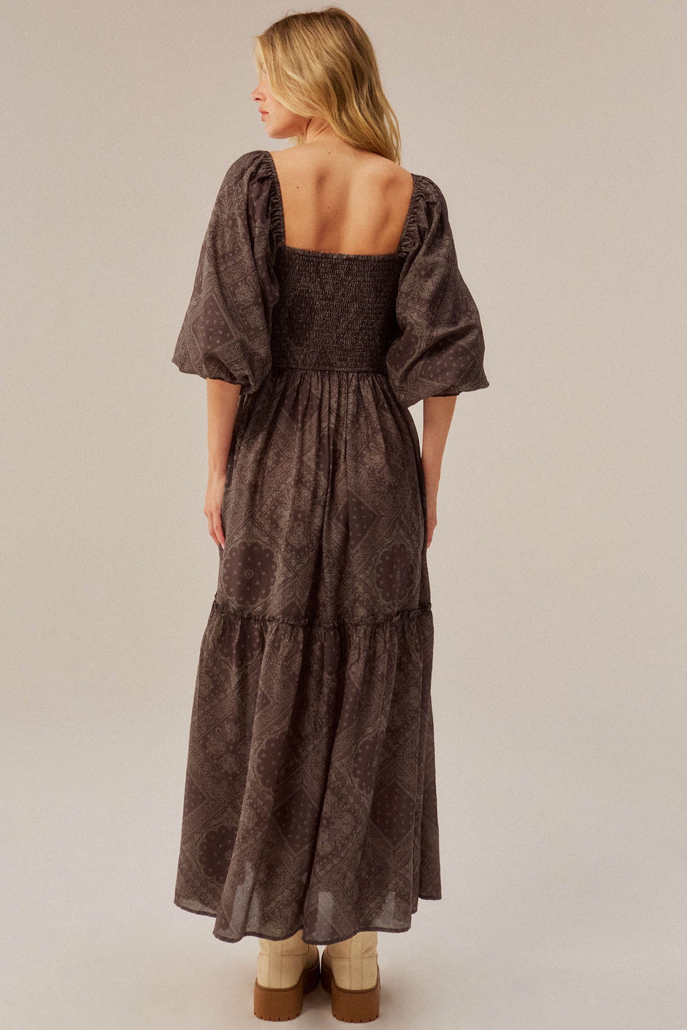 Pretty in Paisley Bandana-Print Smocked Maxi Dress - ShopPromesa