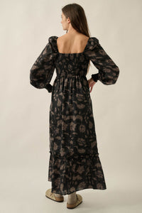 Autumn Breeze Floral Smocked Midi Prairie Dress - ShopPromesa