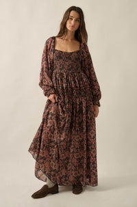 Scent of Beauty Floral Chiffon Smocked Maxi Dress - ShopPromesa