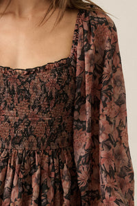 Scent of Beauty Floral Chiffon Smocked Maxi Dress - ShopPromesa