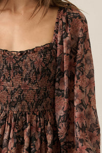 Scent of Beauty Floral Chiffon Smocked Maxi Dress - ShopPromesa