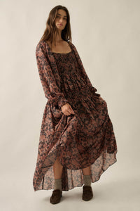 Scent of Beauty Floral Chiffon Smocked Maxi Dress - ShopPromesa