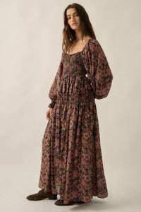 Scent of Beauty Floral Chiffon Smocked Maxi Dress - ShopPromesa